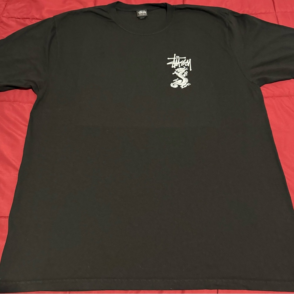 Stussy Black Short Sleeve Tee with White Logo